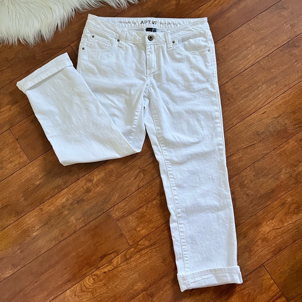 Apt. 9 White Straight Leg Crop Stretch Jeans-Size 2